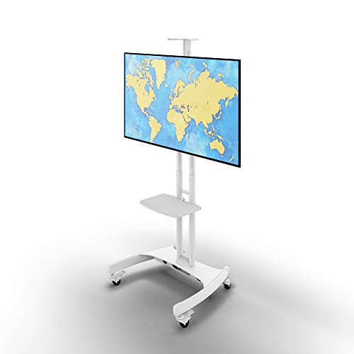 Kanto MTM65PLW Height Adjustable Mobile TV Stand with Adjustable Shelf