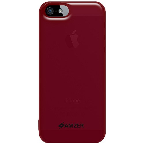 Amzer Soft Gel TPU Gloss Skin Fit Case Cover for Apple iPhone 5, iPhone 5S, iPhone SE (Fits All Carriers) - Translucent Red