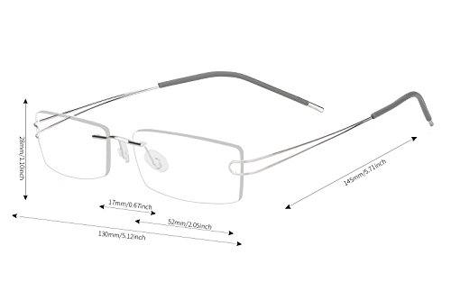 Agstum Pure Titanium Rimless Frame Prescription Hingeless Eyeglasses 52mm (Silver, 52mm)