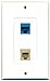 RiteAV - 1 Port Phone Beige 1 Port Cat6 Ethernet Blue Decorative Wall Plate