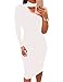 Allegrace Women Sexy One Shoulder Long Sleeve Bodycon Stretch Bandage Party Dress White M