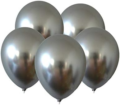 longyitrade 5Pcs 12inch Metallic Latex Balloon Celebration Wedding Birthday Party Decoration - Silver