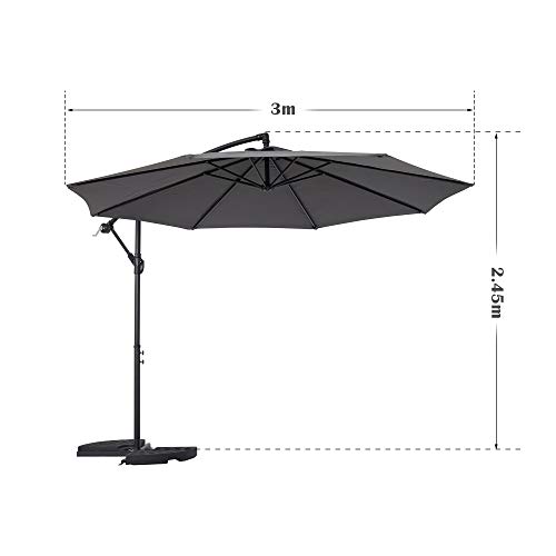 Mondeer Sonnenschirm 300 cm, Ampelschirm mit Kurbelgriff, Höhenverstellbarer Alu Wasserdichter UV-Schutz, für Garten… – Bild 5