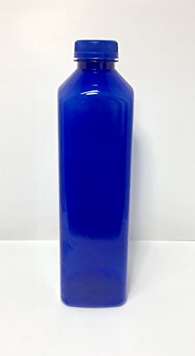 Botella cuadrada de plástico para bebidas de color azul cobalto (38 ml