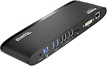 Plugable USB 3.0 Universal Laptop Docking Station for Windows (Dual Monitor: HDMI and DVI/HDMI/VGA, Gigabit Ethernet, Audio, 6 USB Ports) - Horizontal