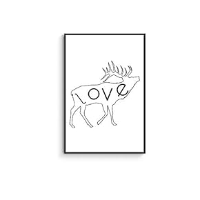 Framed Canvas Wall Art for Living Room, Bedroom Black Deer Canvas Prints for Home Decoration Ready to Hanging - 16x24 inches