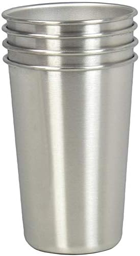Stainless Steel Cups, Set of 4 16oz Drinking Cups, Stackable Beer Cup, BPA Free Healthy Metal Cups