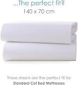 Clair de Lune 2 Pack Fitted Jersey Cotton Cot Bed Sheets 70x140cm White view 2