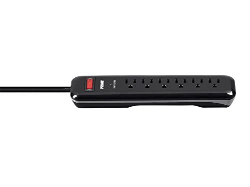 6 Outlet Surge Protector Power Strip with Low-Profile Plug with 4ft Cord, 1000 Joules, Black