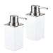 mDesign Modern Square Plastic Refillable Soap Dispenser Pump Bottle for Bathroom Vanity Countertop, Kitchen Sink - Holds Hand Soap, Dish Soap, Hand Sanitizer, Essential Oils - 2 Pack - White/Brushed