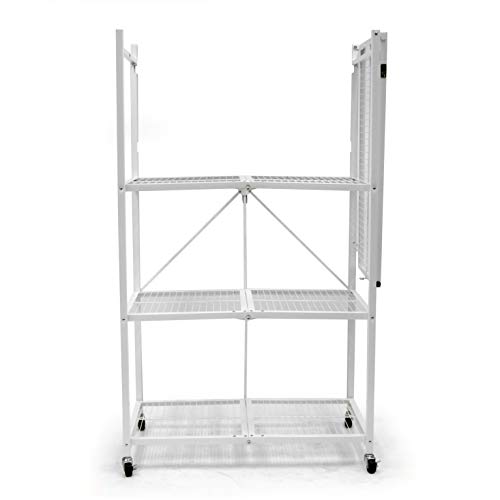 Origami 3Tier Storage Shelves on Wheels, Steel Shelving Holds 1000