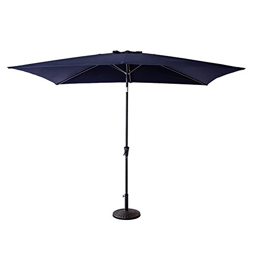 FLAME&SHADE Rectangle Market Outdoor Patio Umbrella 6.5 foot x 10 foot Parasol with Crank Li ...