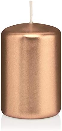24 Pillar Candles Cello 80 50 mm (Rose Gold Metallic)