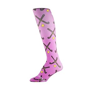 HOCSOCX Womens/Girls Shin Guard Rash UNDER Sport Socks (Medium (Shoe Size 5-11), Purple Field Hockey Sticks)