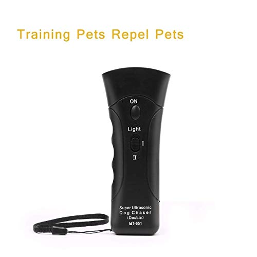 Humutan Handheld Dog Repeller, Dual Channel Electronic Animal Repeller, Handy Ultrasonic Dog Training Pet Bark Stopper for Outdoor Camping Garden