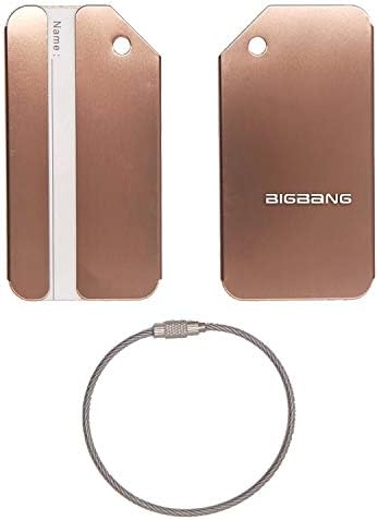 BIG BANG KPOP STAINLESS STEEL - ENGRAVED LUGGAGE TAG (COFFEE) - UNITED STATES MILITARY STANDARD - FOR ANY TYPE OF LUGGAGE, SUITCASES, GYM BAGS, BRIEFCASES, GOLF BAGS