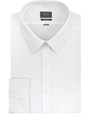 Arrow Men’s Stretch Slim Fit Textured Solid Point Collar Dress Shirt