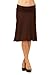 Womens Basic Solid Stretch Fold-Over Flare Midi Skirt (Brown-M)