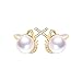 Gold Plated Freshwater Pearl Stud Earrings Cute Cat Earrings for Women Gift
