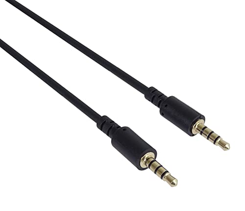 PremiumCord Klinkenkabel 3,5 mm 4-polig, fuer Audio- und Sprachuebertragung, ermoeglicht die Verwendung eines Mikrofons, Aux Headset Audio Verbindungskabel, M/M, Laenge 1 m