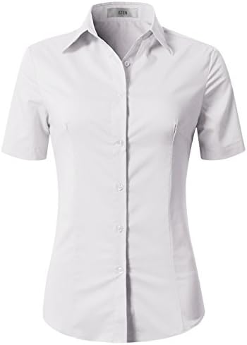 EZEN Loose-Fitting Comfort 4/3 Long Sleeve Button Down Shirts Casual Loose Tops Blouses & Button-Down Shirts