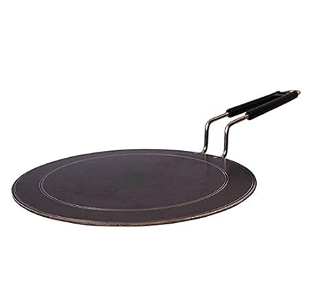 MK KITCHENWARE Flat Iron Dosa Tawa with Stainless Steel Handle 11 Inches Original Iron