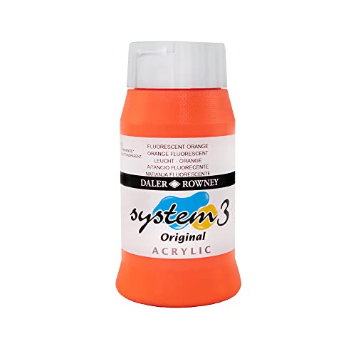 Daler Rowney System3 Fluorescent Orange 500ml Acrylic Paint Tube