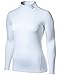 TSLA Women's Thermal Long Sleeve Tops, Mock Turtle & Crew Neck Shirts, Fleece Lined Compression Base Layer, Zero White, Medium