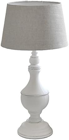 Grafelstein Shabby Chic Table Lamp Marla White Slub Cotton Table Lamp