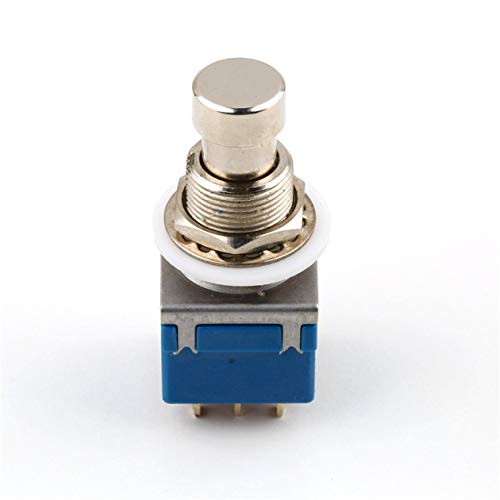 Heraihe 9-pin 3PDT Guitar Effects Pedal Box Stomp Foot Metal Switch True Bypass Practical Metal Switch Guitar Accessories Blue & Silver
