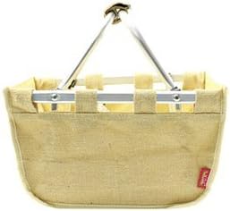 Jute Juco Burlap Small Market Shopping Picnic Basket Khaki