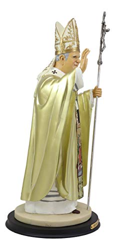 Ebros Large Venerable Pope John Paul II with Papal Ferula Crucifix in Gold Robe Statue 16.75" Tall Vatican Holy Pontiff Saint As Catholic Devout Resin Decor Figurine Brass Name Plate Base - Image 4