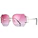Pro Acme Fashion Oversized Rimless Sunglasses Women Clear Lens Available (Pink)