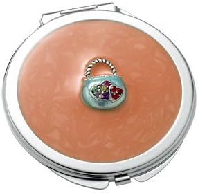 Aeropen International M-49 Orange Round Iron Compact Mirror with Purse Ornament and Epoxy Top