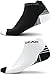 Physix Gear Short Compression Socks for Men & Women - Best Low Compression Socks Women & Men with Arch Support, Ideal for Running, Plantar Fasciitis comfort, and Swelling, White/Black (2 Pairs), L/XL