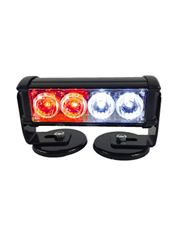 Warningworx Red White LED Flashing Emergency Light Battery Powered Warning Strobe Universal Magnetic POV Fire/EMS Law Enforcement Security Beacon