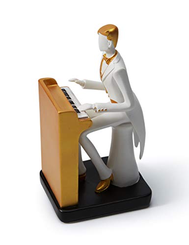 HAUCOZE Musical Ornament Musician Statue Sculpture Piano Figure Modern Decoration Art Home Gift for Living Room Dining Room Office 22cm