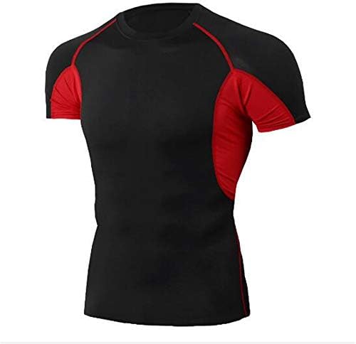 Men's T-Shirts Fitness T-Shirt Jogging Movement Shirt Men's Skull Printed Short Sleeve Tee,Elastic Fitness-A