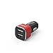iXCC 24W/4.8A 2 Port Car Charger, Fast Car Charger Adapter for iPhone 8s 7s 6s Plus, USB Car Charging Ports for Galaxy S8+ S7 S6 Edge, iPad Pro Air mini, Note 5, LG, Nexus and More - Black/Red 2 Pack