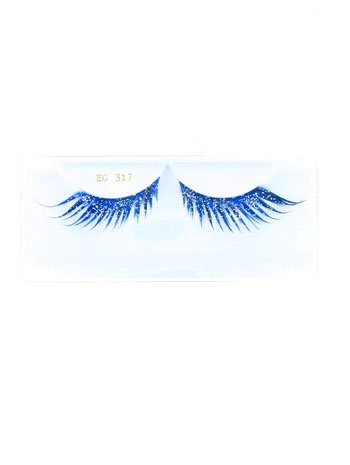 Blue Glitter Feather Eyelashes - ONE SIZE