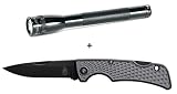Mini Maglite AAA LED Flashlight IPX7 / Gerber US1 Folding Pocket Knife 420HC American Steel (Made in USA)