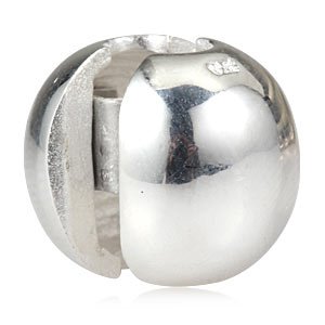 Hoobeads Round Ball Authentic 925 Sterling Silver Charm Clip Beads Charms (Shiny Silver)