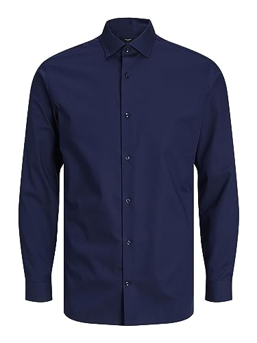 Camisa para Hombre Jprblaparker L/S Noos, Azul Marino/Ajuste: Corte Ajustado, M
