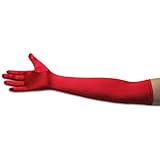 22" Classic Adult Size Opera Length Satin Gloves, Red