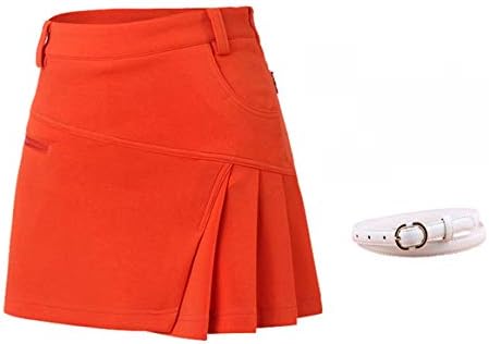 Women's Athletic Skort Lady's Stretchy Skirt with Zipper Pocket Shorts Underneath for Golf Tennis Running Workout