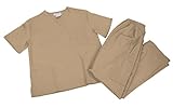 NATURAL UNIFORMS Women's Scrub Set Medical Scrub Top and Pants, Medium, Khaki