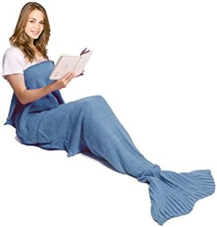Best Hand Made Mermaid Tail Blanket of the Best Quality Material Acrylic Cotton Which Offers Warmth, Style and Stimulates Imagination - Fits All Seasons and Makes Perfect Gift (Adult, Blue)