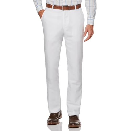 Perry Ellis Men's Standard Linen Suit Pant, Bright White, 32W X 32L