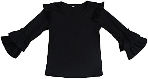 Yawoo Haan Kids Girls Ruffle Long Sleeve Cotton T-Shirts Baby Casual Tees Black 18-24M