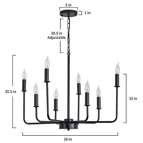 Black Farmhouse Chandeliers Vintage Chandelier 8 Lights Classic Hanging